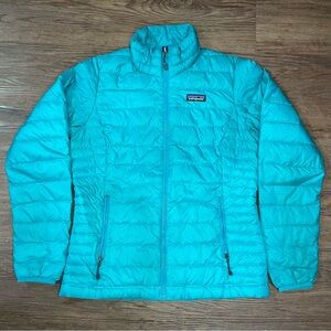 Patagonia Women’s Full Zip Down Jacket Sweater Size S Used Turquoise STY84683